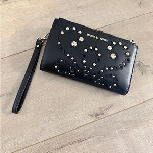 Michael Kors Black and Gold Embellished Wristlet